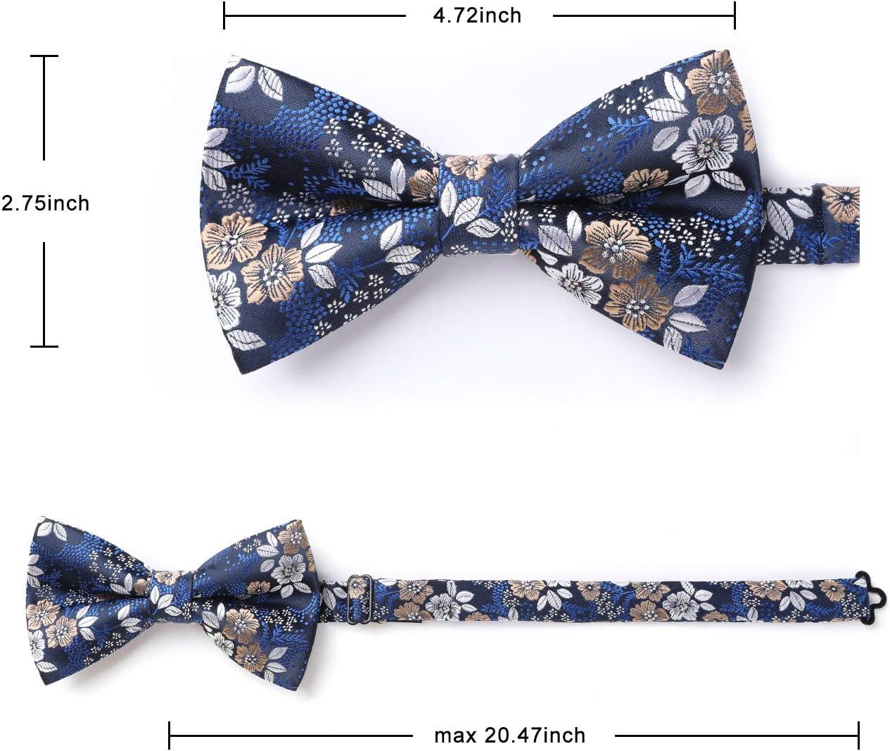 imageHISDERN Bow Ties for Men Paisley Floral Pretied Bowtie Pocket Square Set Mens Formal Bow Ties Wedding PartyDpurple 6