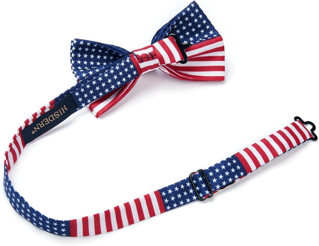 imageHISDERN Bow Ties for Men Paisley Floral Pretied Bowtie Pocket Square Set Mens Formal Bow Ties Wedding PartyNavy  Red