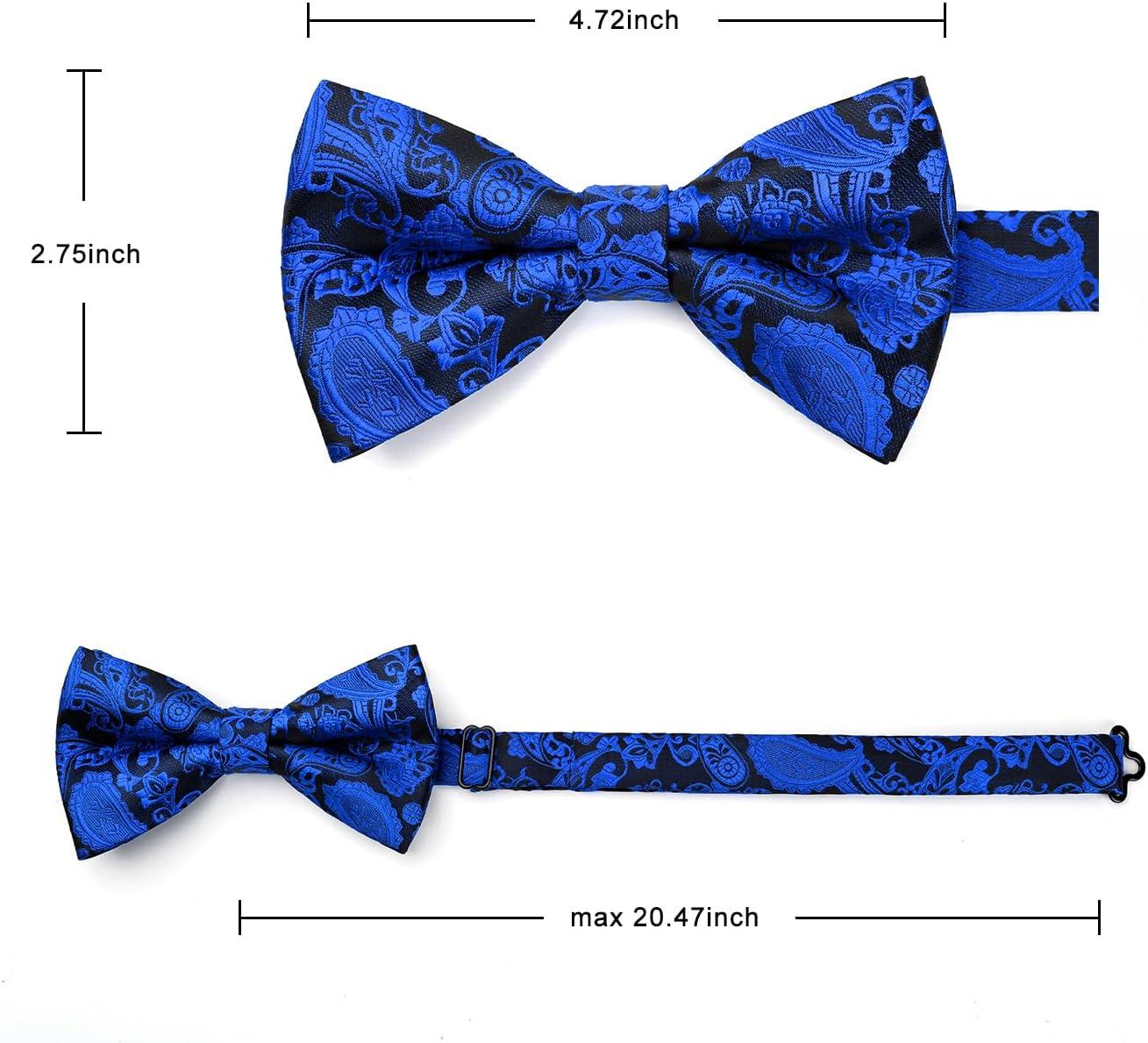 imageHISDERN Bow Ties for Men Paisley Floral Pretied Bowtie Pocket Square Set Mens Formal Bow Ties Wedding PartyRoyal Blue12