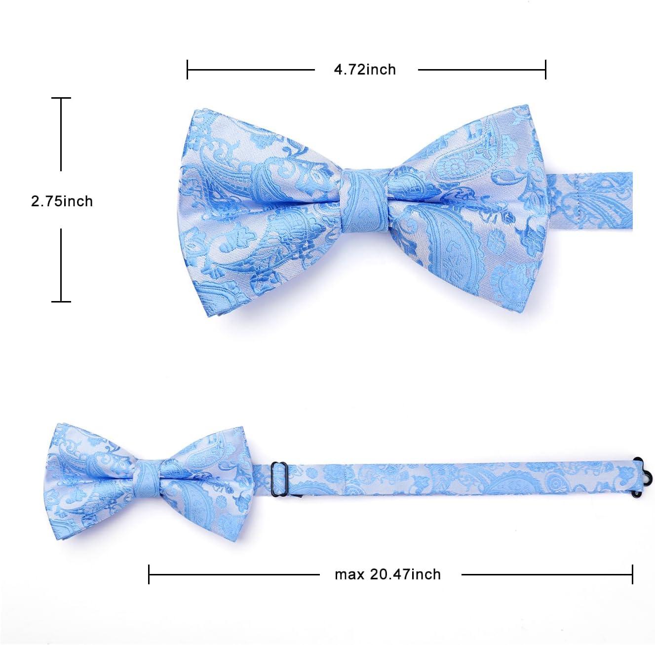imageHISDERN Bow Ties for Men Paisley Floral Pretied Bowtie Pocket Square Set Mens Formal Bow Ties Wedding PartySky Blue12