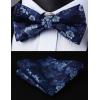 imageHISDERN Bow Ties for Men Paisley Floral Pretied Bowtie Pocket Square Set Mens Formal Bow Ties Wedding PartyAblue 2