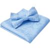 imageHISDERN Bow Ties for Men Paisley Floral Pretied Bowtie Pocket Square Set Mens Formal Bow Ties Wedding PartyBaby Blue