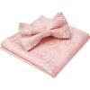 imageHISDERN Bow Ties for Men Paisley Floral Pretied Bowtie Pocket Square Set Mens Formal Bow Ties Wedding PartyBaby Pink
