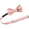 imageHISDERN Bow Ties for Men Paisley Floral Pretied Bowtie Pocket Square Set Mens Formal Bow Ties Wedding PartyBaby Pink