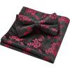 imageHISDERN Bow Ties for Men Paisley Floral Pretied Bowtie Pocket Square Set Mens Formal Bow Ties Wedding PartyBblack2