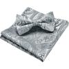 imageHISDERN Bow Ties for Men Paisley Floral Pretied Bowtie Pocket Square Set Mens Formal Bow Ties Wedding PartyBgray 1