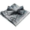 imageHISDERN Bow Ties for Men Paisley Floral Pretied Bowtie Pocket Square Set Mens Formal Bow Ties Wedding PartyBgray 2