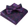 imageHISDERN Bow Ties for Men Paisley Floral Pretied Bowtie Pocket Square Set Mens Formal Bow Ties Wedding PartyBlack Purple