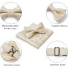 imageHISDERN Bow Ties for Men Paisley Floral Pretied Bowtie Pocket Square Set Mens Formal Bow Ties Wedding PartyChampagne