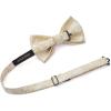 imageHISDERN Bow Ties for Men Paisley Floral Pretied Bowtie Pocket Square Set Mens Formal Bow Ties Wedding PartyChampagne