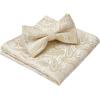 imageHISDERN Bow Ties for Men Paisley Floral Pretied Bowtie Pocket Square Set Mens Formal Bow Ties Wedding PartyChampagne