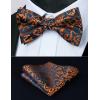 imageHISDERN Bow Ties for Men Paisley Floral Pretied Bowtie Pocket Square Set Mens Formal Bow Ties Wedding PartyDorange 3