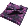 imageHISDERN Bow Ties for Men Paisley Floral Pretied Bowtie Pocket Square Set Mens Formal Bow Ties Wedding PartyDpurple 11
