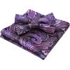 imageHISDERN Bow Ties for Men Paisley Floral Pretied Bowtie Pocket Square Set Mens Formal Bow Ties Wedding PartyDpurple 2