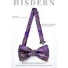 imageHISDERN Bow Ties for Men Paisley Floral Pretied Bowtie Pocket Square Set Mens Formal Bow Ties Wedding PartyDpurple 2