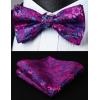 imageHISDERN Bow Ties for Men Paisley Floral Pretied Bowtie Pocket Square Set Mens Formal Bow Ties Wedding PartyDpurple 5