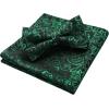 imageHISDERN Bow Ties for Men Paisley Floral Pretied Bowtie Pocket Square Set Mens Formal Bow Ties Wedding PartyGreen 03