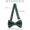 imageHISDERN Bow Ties for Men Paisley Floral Pretied Bowtie Pocket Square Set Mens Formal Bow Ties Wedding PartyGreen 2