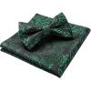 imageHISDERN Bow Ties for Men Paisley Floral Pretied Bowtie Pocket Square Set Mens Formal Bow Ties Wedding PartyGreen 2