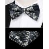 imageHISDERN Bow Ties for Men Paisley Floral Pretied Bowtie Pocket Square Set Mens Formal Bow Ties Wedding PartyNavy Blue