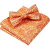 imageHISDERN Bow Ties for Men Paisley Floral Pretied Bowtie Pocket Square Set Mens Formal Bow Ties Wedding PartyOrange