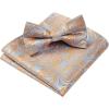 imageHISDERN Bow Ties for Men Paisley Floral Pretied Bowtie Pocket Square Set Mens Formal Bow Ties Wedding PartyOrange Blue