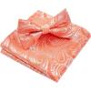 imageHISDERN Bow Ties for Men Paisley Floral Pretied Bowtie Pocket Square Set Mens Formal Bow Ties Wedding PartyOrange1
