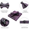 imageHISDERN Bow Ties for Men Paisley Floral Pretied Bowtie Pocket Square Set Mens Formal Bow Ties Wedding PartyPurple