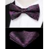 imageHISDERN Bow Ties for Men Paisley Floral Pretied Bowtie Pocket Square Set Mens Formal Bow Ties Wedding PartyPurple