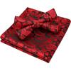 imageHISDERN Bow Ties for Men Paisley Floral Pretied Bowtie Pocket Square Set Mens Formal Bow Ties Wedding PartyRed12