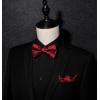 imageHISDERN Bow Ties for Men Paisley Floral Pretied Bowtie Pocket Square Set Mens Formal Bow Ties Wedding PartyRed12