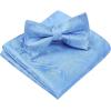 imageHISDERN Bow Ties for Men Paisley Floral Pretied Bowtie Pocket Square Set Mens Formal Bow Ties Wedding PartySky Blue