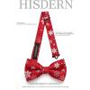 imageHISDERN Christmas Mens Bow Ties Set Holiday Festival Bow Tie and Pocket Square Set with Gift Box Bow Ties for Men Pretied06red  White