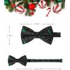 imageHISDERN Christmas Mens Bow Ties Set Holiday Festival Bow Tie and Pocket Square Set with Gift Box Bow Ties for Men Pretied09black Christmas Tree