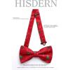 imageHISDERN Christmas Mens Bow Ties Set Holiday Festival Bow Tie and Pocket Square Set with Gift Box Bow Ties for Men Pretied10red Christmas Tree