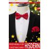 imageHISDERN Christmas Mens Bow Ties Set Holiday Festival Bow Tie and Pocket Square Set with Gift Box Bow Ties for Men Pretied10red Christmas Tree