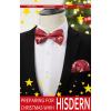 imageHISDERN Christmas Mens Bow Ties Set Holiday Festival Bow Tie and Pocket Square Set with Gift Box Bow Ties for Men Pretied15burgundy Deer