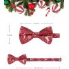 imageHISDERN Christmas Mens Bow Ties Set Holiday Festival Bow Tie and Pocket Square Set with Gift Box Bow Ties for Men Pretied15burgundy Deer