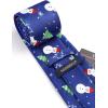 imageHISDERN Christmas Ties for Men Holiday Tie and Pocket Square Cufflinks Festival Party Xmas Funny Silk Woven NecktieDblue  Snowman