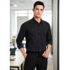 imageHISDERN Mens Dress Shirt Formal Long Sleeve Pleated Button Down Shirt for Men with Pocket for Prom Party WeddingBlack