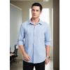 imageHISDERN Mens Dress Shirt Formal Long Sleeve Pleated Button Down Shirt for Men with Pocket for Prom Party WeddingBlue