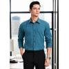imageHISDERN Mens Dress Shirt Formal Long Sleeve Pleated Button Down Shirt for Men with Pocket for Prom Party WeddingOcean Blue