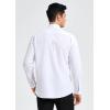 imageHISDERN Mens Dress Shirt Formal Long Sleeve Pleated Button Down Shirt for Men with Pocket for Prom Party WeddingWhite