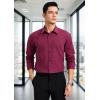 imageHISDERN Mens Dress Shirt Formal Long Sleeve Pleated Button Down Shirt for Men with Pocket for Prom Party WeddingWine Red