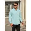 imageHISDERN Mens Dress Shirts Long Sleeve Wrinkle Free Formal Shirt Solid Stripe Business Casual Button Down ShirtsAqua Blue