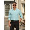 imageHISDERN Mens Dress Shirts Long Sleeve Wrinkle Free Formal Shirt Solid Stripe Business Casual Button Down ShirtsAqua Blue