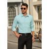 imageHISDERN Mens Dress Shirts Long Sleeve Wrinkle Free Formal Shirt Solid Stripe Business Casual Button Down ShirtsAqua Blue