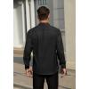 imageHISDERN Mens Dress Shirts Long Sleeve Wrinkle Free Formal Shirt Solid Stripe Business Casual Button Down ShirtsBlack