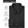 imageHISDERN Mens Dress Shirts Long Sleeve Wrinkle Free Formal Shirt Solid Stripe Business Casual Button Down ShirtsBlack