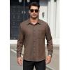 imageHISDERN Mens Dress Shirts Long Sleeve Wrinkle Free Formal Shirt Solid Stripe Business Casual Button Down ShirtsBrown